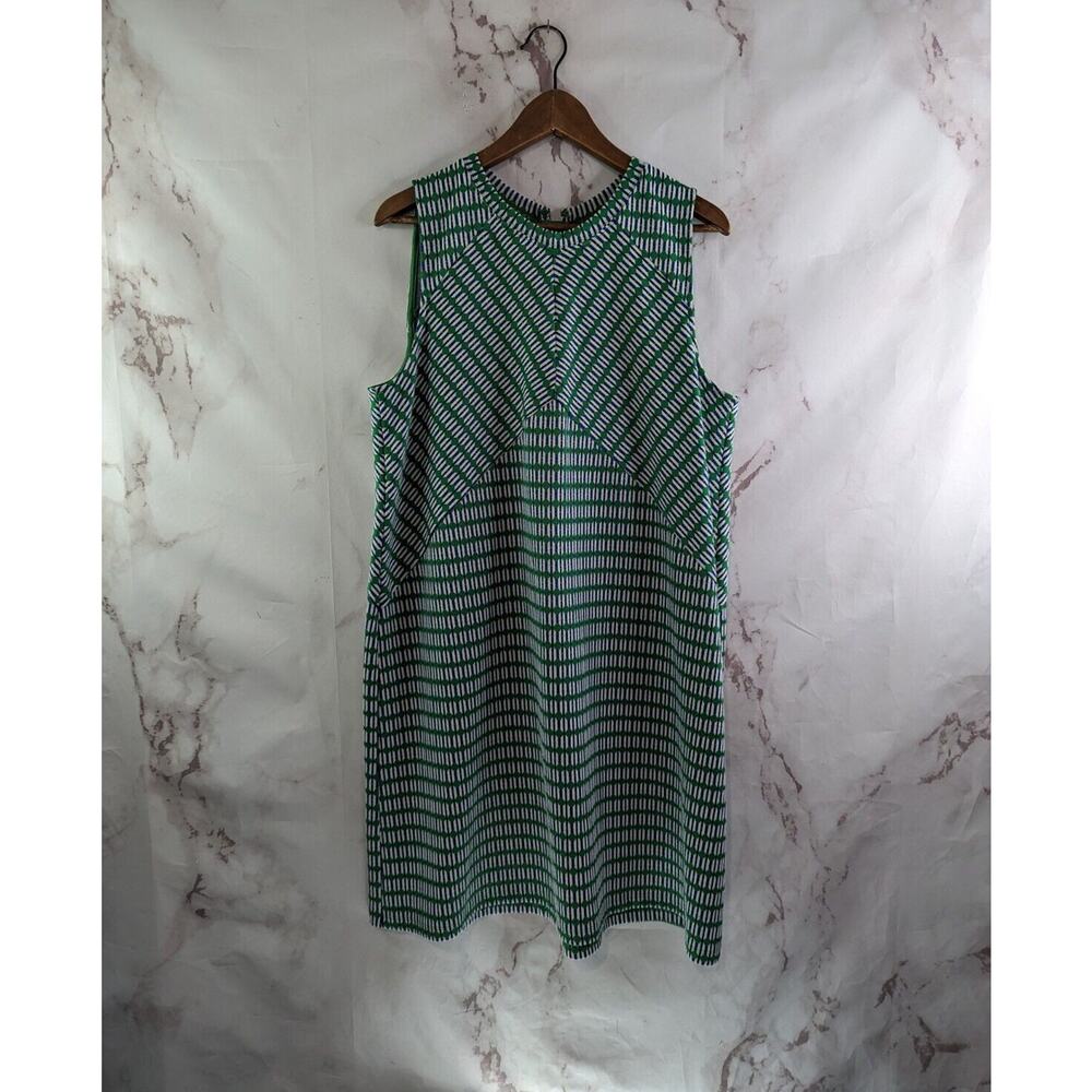 By Anthropologie Dress Womens XL Green Blue Diamond Print Seamed Jacquard Maeve